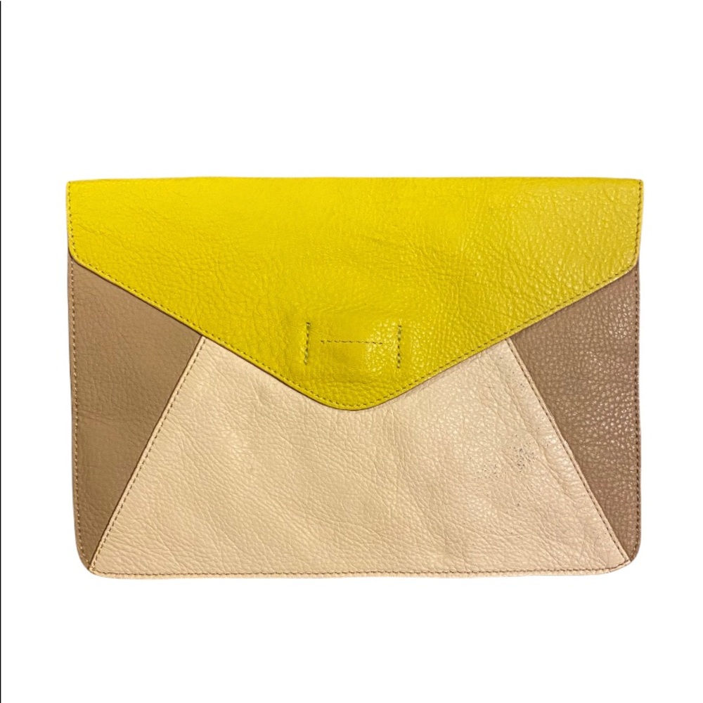GAP COLOR BLOCK LEATHER ENVELOPE CLUTCH